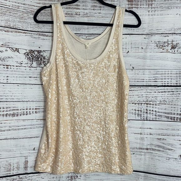 J. Crew Sequin Tank Top in Cream - Picture 2 of 7